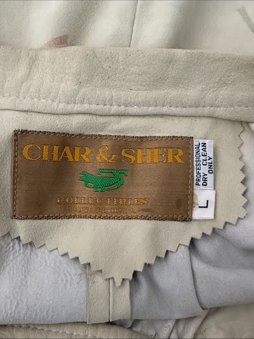 1970's char & Sher light suede wrap skirt - embossed floral design - Picture 10 of 10